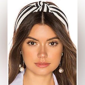 Lele Sadoughi BLACK AND WHITE STRIPE WOVEN HEADBAND